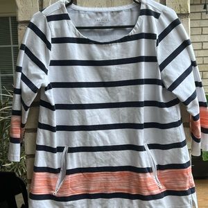 Long sleeve striped shirt.